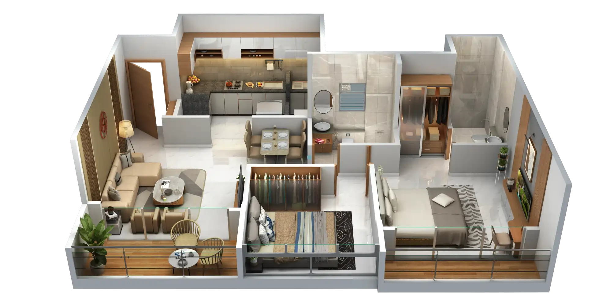 Modern 3 BHK apartment floor plan at Om Mangalam Samruddhi Ravet Pune